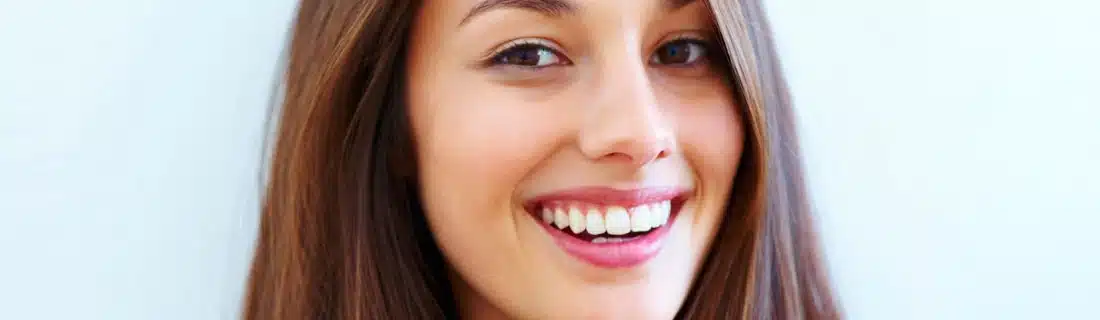 Woman Pretty Smile Blue Background CS1